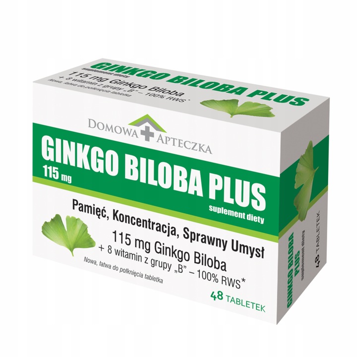 Ginkgo Biloba Complex 8 WITAMIN Witamina B6 B12 48 TABLETEK Pamięć