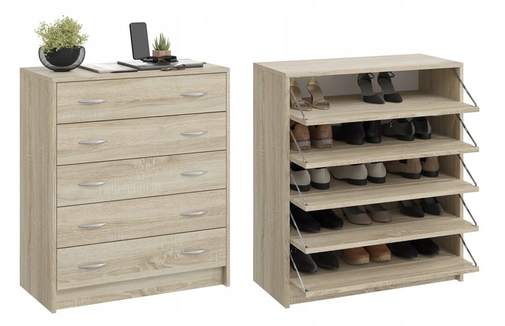 SZAFKA NA BUTY, KOMODA 5 K SONOMA 74 x 85 x 35CM PRZEDPOKÓJ