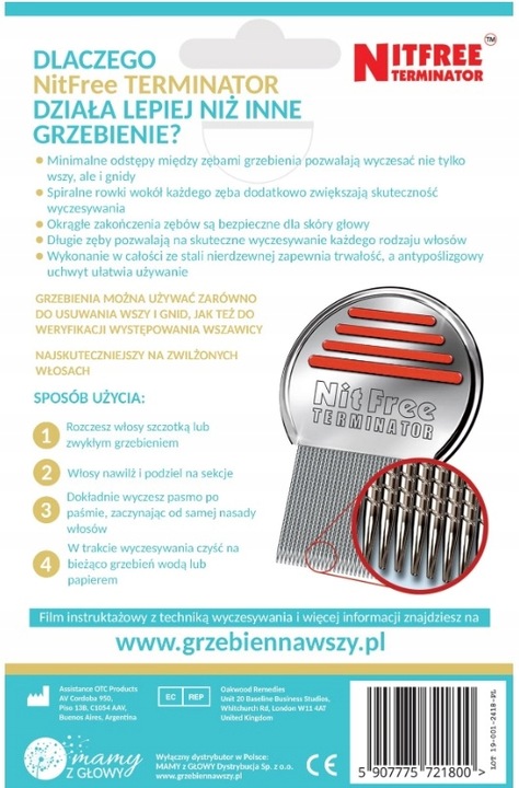 PROFESJONALNY grzebień NitFree Terminator i preparat MAMY z GŁOWY 200 ml