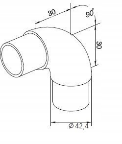 KOLANO OBŁE 90 STOPNI DLA RURY Ø42,4x2, SZLIF NIERDZEWNE