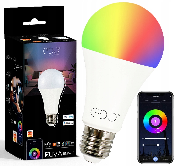 EDO Żarówka LED E27 14W 1400lm RGB + WW-CW WiFi TUYA SMART Inteligetna