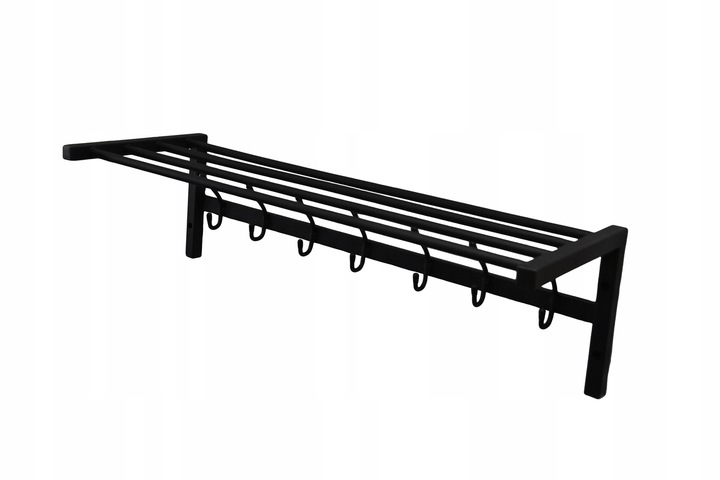 Wieszak wiszący na ubrania z półką 70 ścienny wyjątkowy, czarny