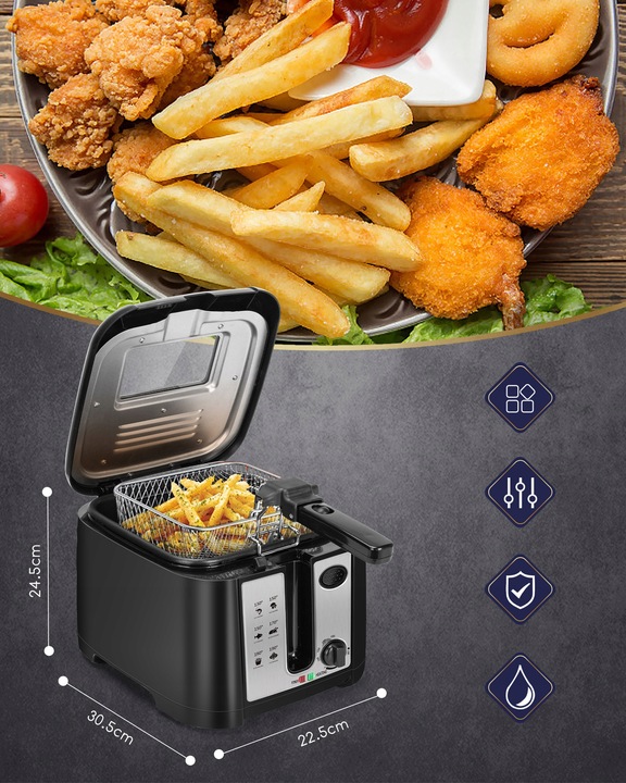 FRYTKOWNICA FRYTOWNICA MOCNA 2,5L ŁATWE SZYBKIE SMAŻENIE FRYTEK