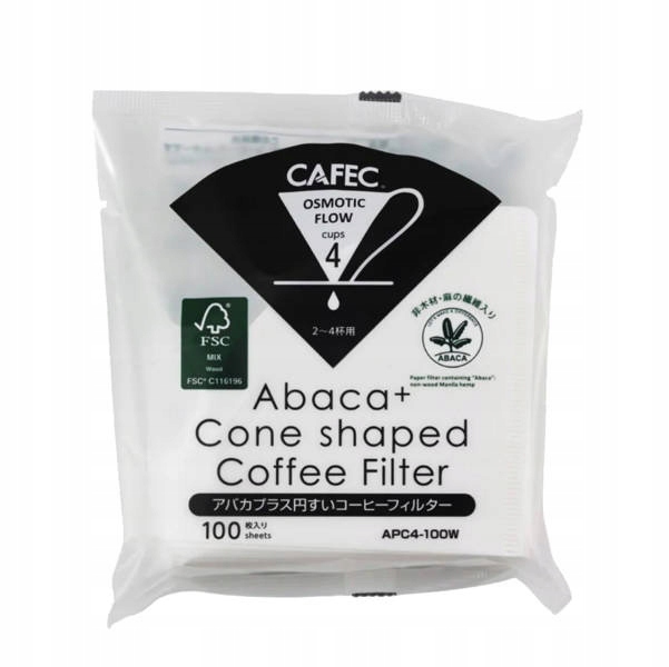 Filtr do kawy Cafec Abaca+Plus biały cup4 100 szt.