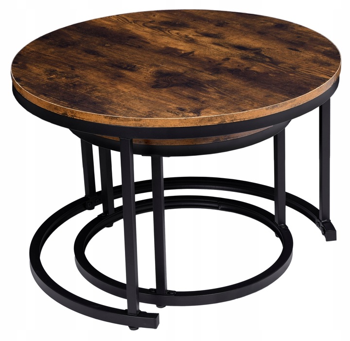 STOLIK KAWOWY RUSTYKALNY OKRĄGŁY ZESTAW STOLIKÓW KAWOWYCH ŁAWA LOFT