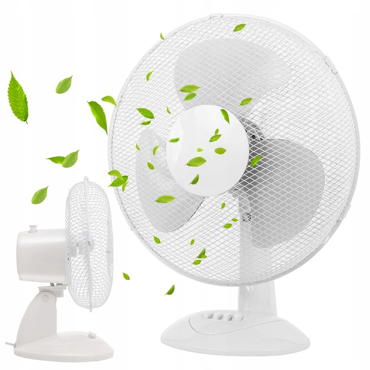 WENTYLATOR BIURKOWY WIATRAK STOJĄCY BIUROWY CICHY MOCNY BIAŁY MAŁY 3 TRYBY