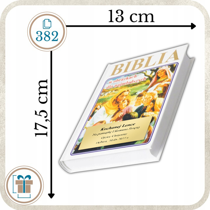 BIBLIA DLA DZIECI ILUSTROWANA Pamiątka Chrztu Komunii Świętej GRAWER