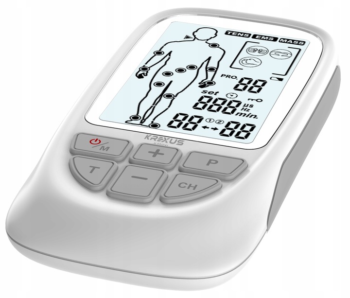 Elektrostymulator mięśni nerwów TENS EMS MASAŻ 73 programy Krexus