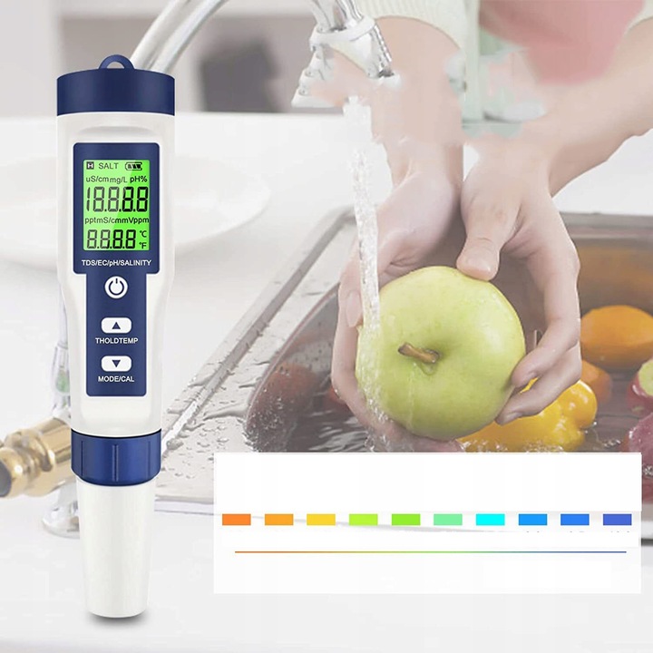 MIERNIK ELEKTRONICZNY TEMPERATURA TESTER PH/TDS/EC/SALINITY/ WODY TESTER