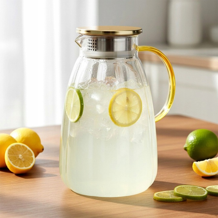 Dzbanek NA NAPOJE wodę sok lemoniadę do napojów szklany z pokrywką 2,2L