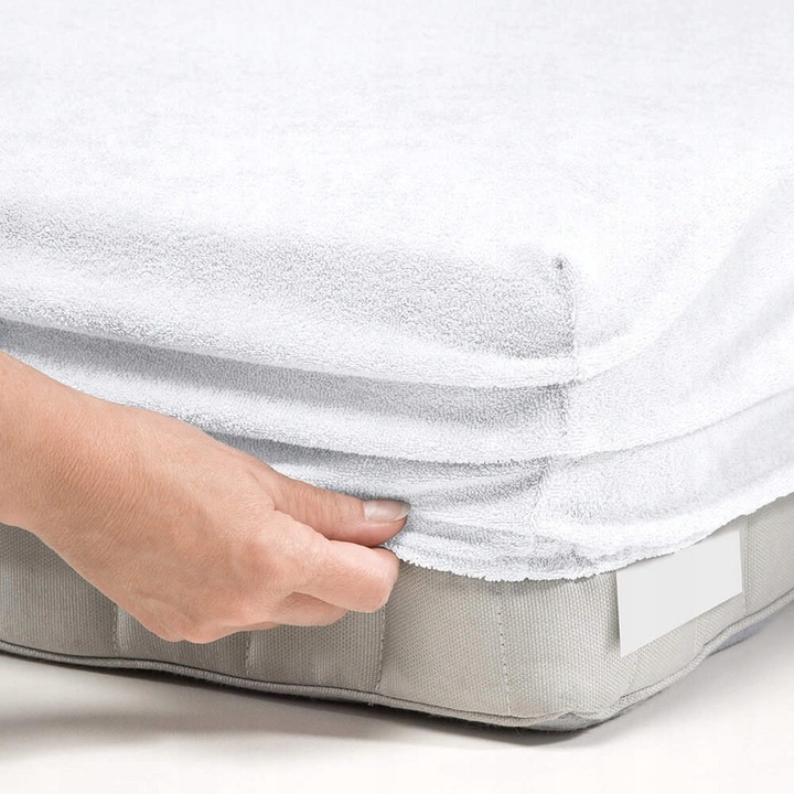 Prześcieradło frotte z gumką 180x200 białe najgrubsze 200g/m2 KARO