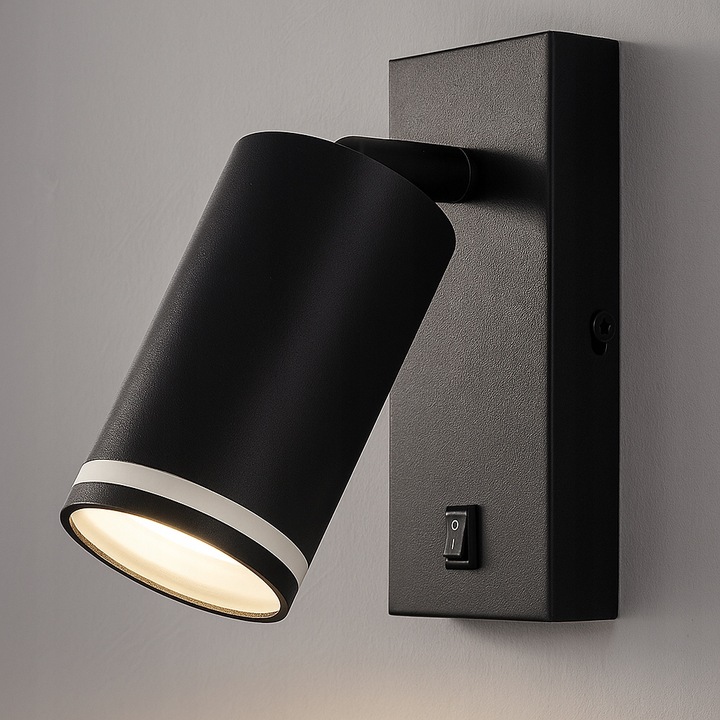 Kinkiet ścienny LAMPA ŚCIENNA GU10 LED DO CZYTANIA WŁĄCZNIK czarna
