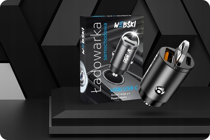 ZESTAW MAŁA MOCNA SZYBKA ŁADOWARKA DO AUTA QC3.0 PD20W Z MOCNYM KABLEM 5W1