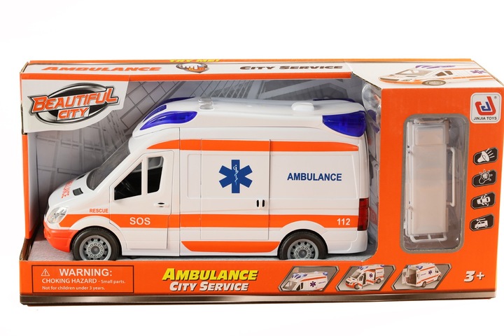 AUTO KARETKA POGOTOWIA AMBULANS ŚWIATŁO NOSZE OTWIERANE DRZWI GUMOWE KOŁA