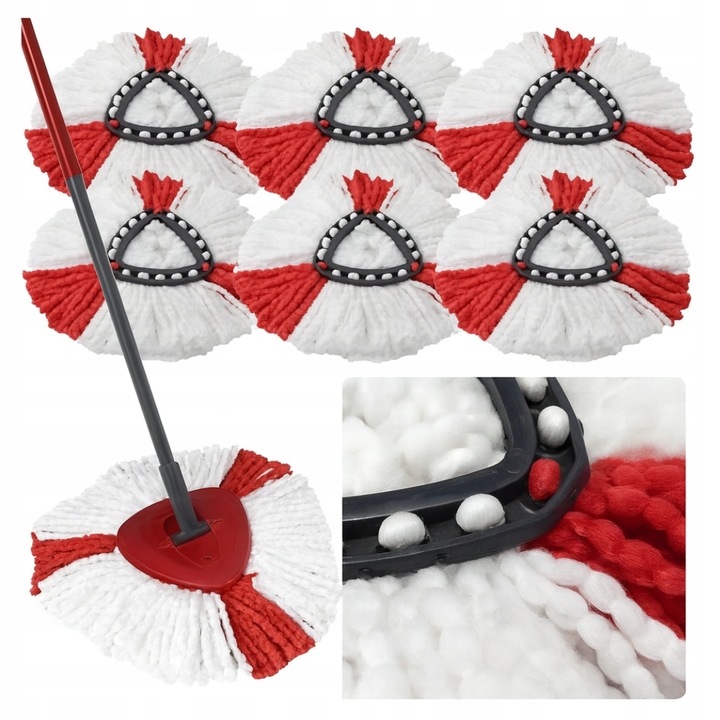 6x KOŃCÓWKI DO MOPA OBROTOWEGO zamiennik VILEDA TURBO mega chłonne ZAPAS