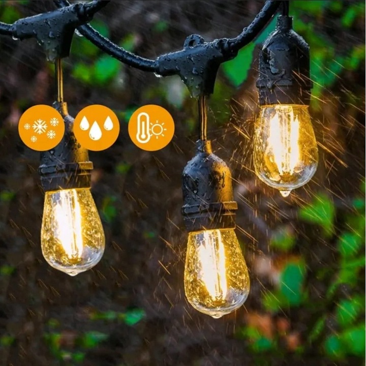 Girlanda Świetlna Ogrodowa Łańcuch Świetlny 20 m + 20 LED E27 Wodoodporna