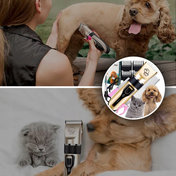 MASZYNKA DO STRZYŻENIA PSA KOTA KOTÓW PSÓW ZESTAW GOLARKA 11 ELEMENTÓW pies