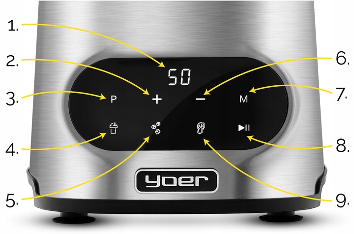 Blender kielichowy Automatyczny Tritan Yoer INOX 2,4L 2200W +Sito do soku