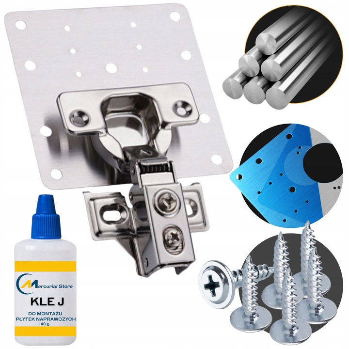 24x ZESTAW NAPRAWCZY ZAWIASU PŁYTKA NAPRAWCZA DO NAPRAWY WYRWANYCH