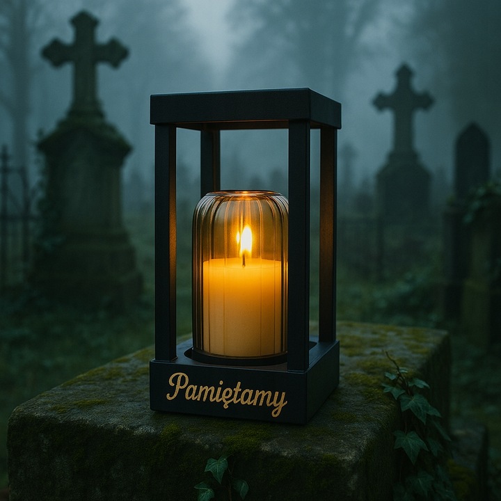 Solarny znicz LED STATUETKA NA CMENTARZ GRÓB DUŻA wieczna lampka na baterie