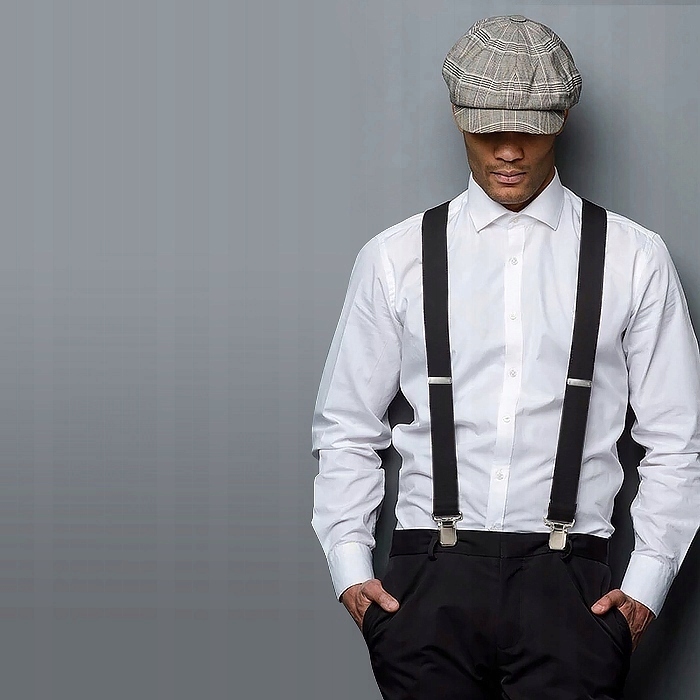 SZELKI do spodni MĘSKIE szerokie podwójne eleganckie czarne MOCNE