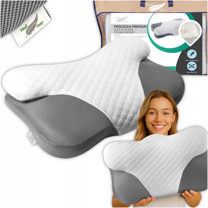 PODUSZKA ORTOPEDYCZNA Z WGŁĘBIENIEM DO SPANIA NA BOKU PROFILOWANA DUŻA