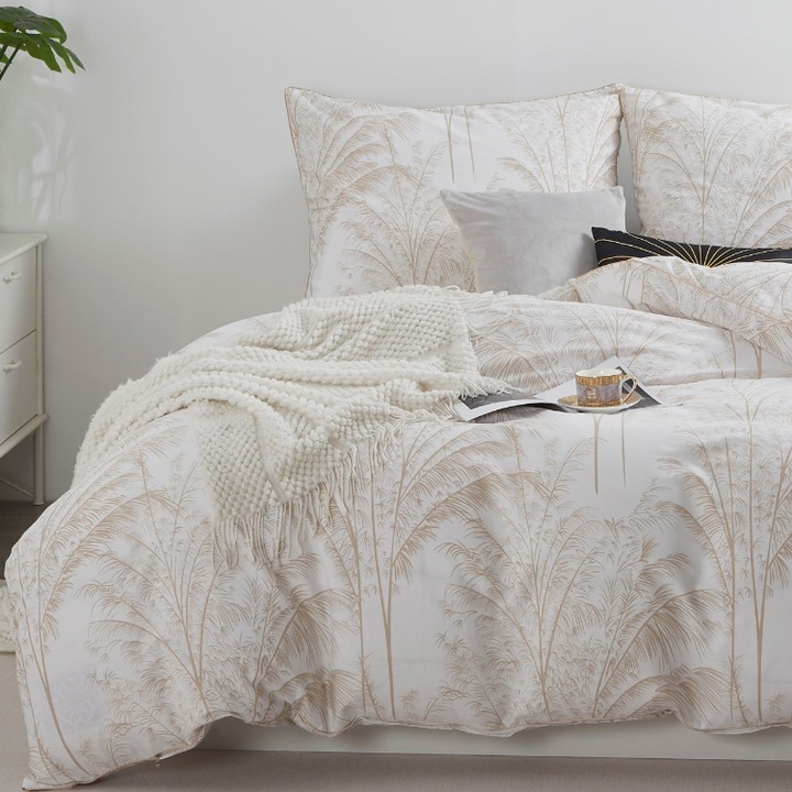 JASNA POŚCIEL 220x200cm + 2 POSZEWKI ELEGANCKA Z LAMÓWKĄ 100% BAWEŁNA