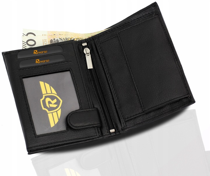REVERSE Skórzany portfel męski skóra naturalna antykradzieżowy ochrona RFID