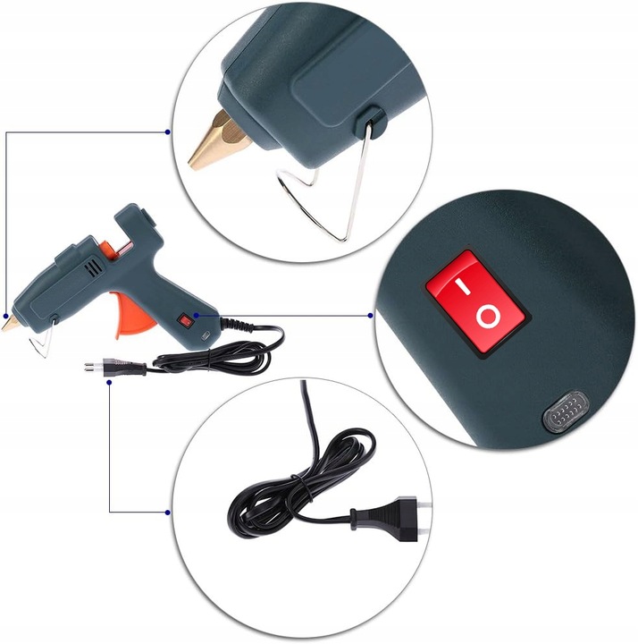 MOCNY PISTOLET DO KLEJU KLEJENIA NA GORĄCO KLEJARKA 100W + DUŻY ZAPAS