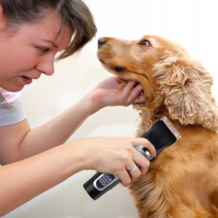 MASZYNKA DO STRZYŻENIA PSA ZWIERZĄT ZESTAW PSÓW BEZPRZEWODOWA CICHA LCD 9W