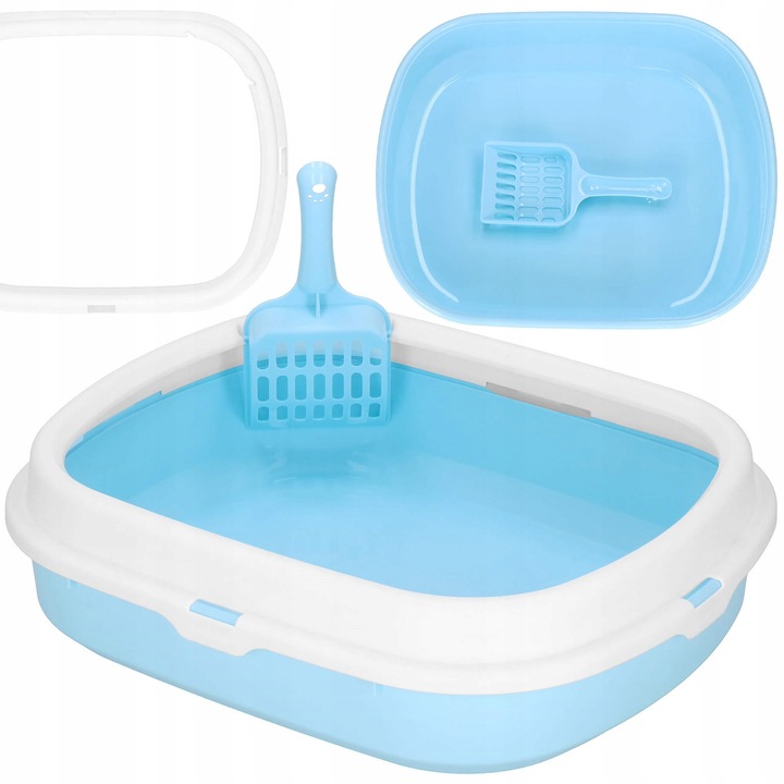 DUŻA KUWETA DLA KOTA Z RAMKĄ 40x33cm TOALETA OTWARTA NA ŻWIREK XL + ŁOPATKA