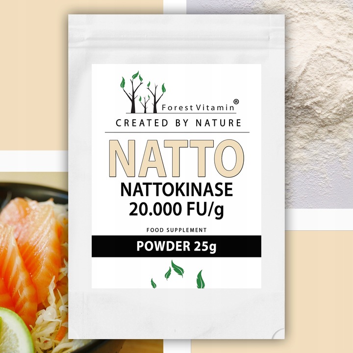 CZYSTA W PROSZKU NATTO Nattokinaza 25g UKŁAD KRĄŻENIA CIŚNIENIE KREW JAKOŚĆ