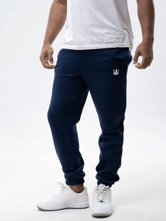 SPODNIE DRESOWE MĘSKIE BAWEŁNIANE Granatowe Jigga Wear White Crown L