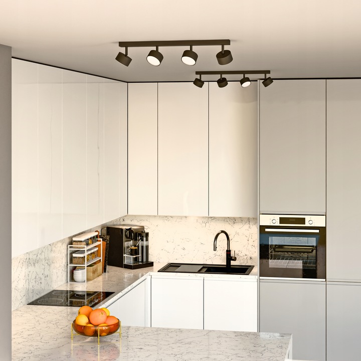 Lampa Sufitowa Szyna 4x GX53 Spot Reflektor Oprawa Ruchoma Czarna 60cm