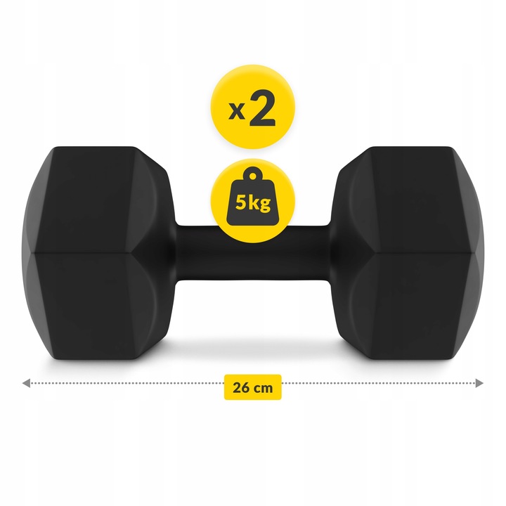 HANTLE BITUMICZNE HANTELKI ZESTAW DO ĆWICZEŃ FITNESS SIŁOWNIA TRENING 2x5kg