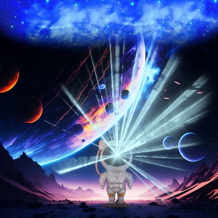 PROJEKTOR GWIAZD NIEBA LED LAMPKA NOCNA ASTRONAUTA XXL