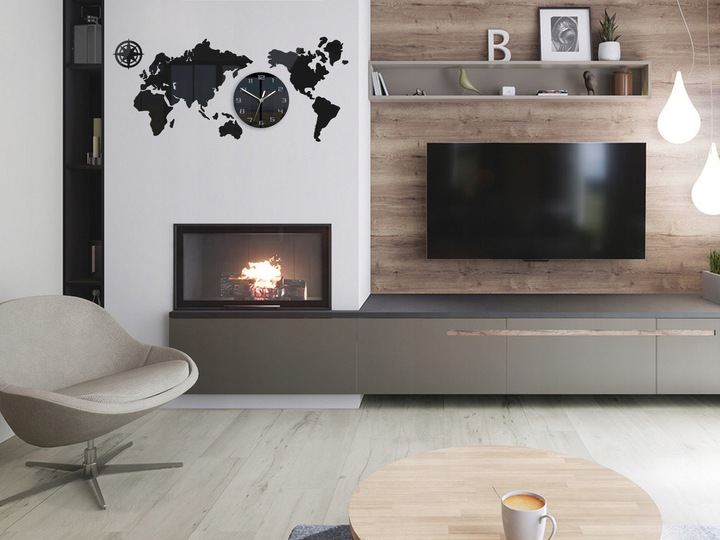 Duży zegar ścienny Mapa 80x40 Nowoczesny 3d Cichy