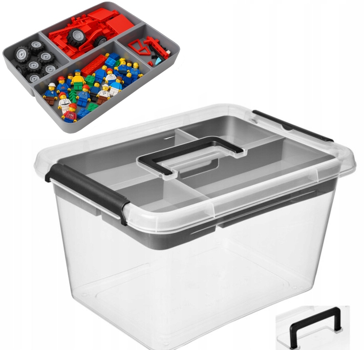 Pojemnik 15,5 l pudełko na klocki lego przezroczysty organizer z