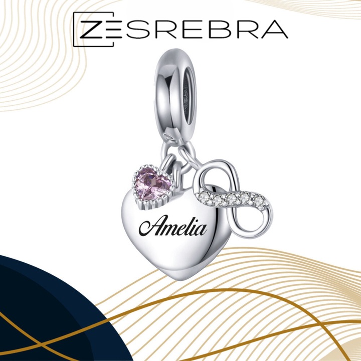 CHARMS SERCE srebro 925 NIESKOŃCZONOŚĆ GRAWER charms nieskończoność pr S925