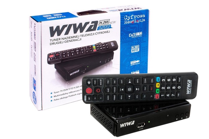 Tuner Odbiornik Dekoder DVB-T/T2 WIWA H.265 LITE TV naziemnej drugiej