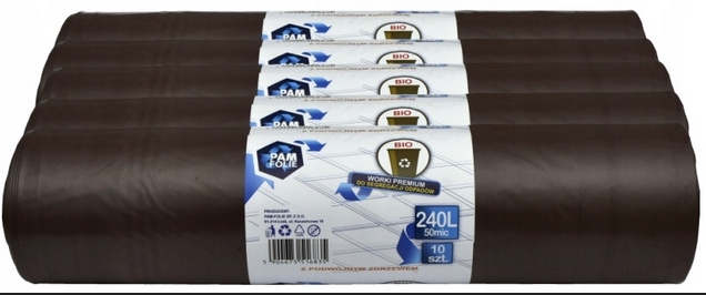 Worki na śmieci BIO 240L na śmieci biodegradowalne BARDZO MOCNE