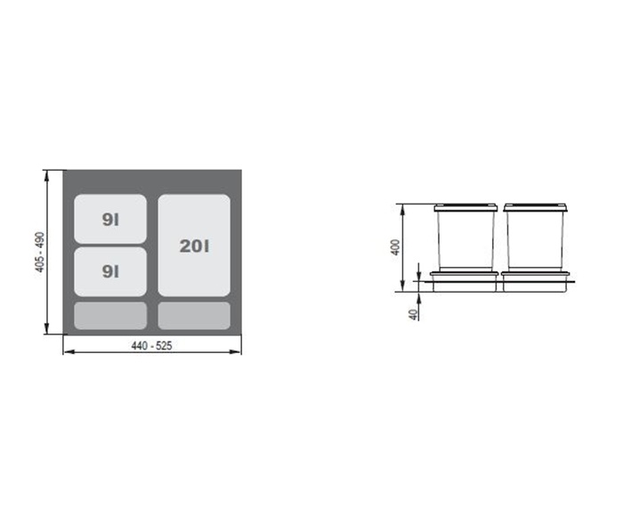 POJEMNIKI NA ODPADY SORTOWNIKI NA ŚMIECI REJS PRAKTIKO WYSOKI 1x20L