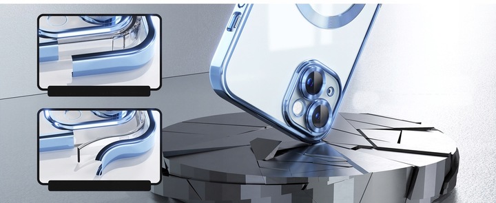 Etui CASE do iPhone 15 WZMACNIANE 360° do MagSafe SILIKONOWE + 2szt SZKŁO