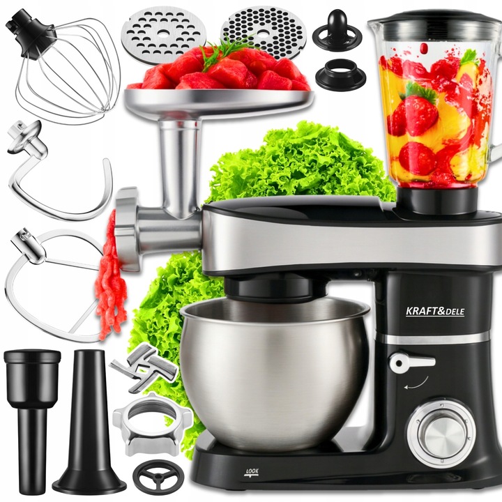 ROBOT PLANETARNY KUCHENNY MIKSER Z MISĄ BLENDER SZKLANY I MASZYNKA DO