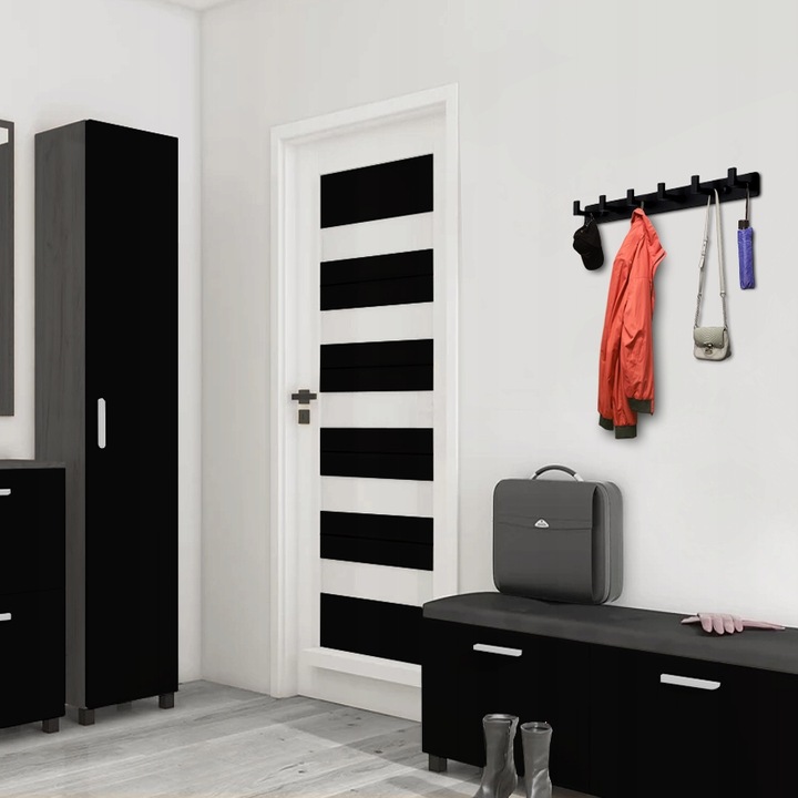 WIESZAK NA UBRANIA DO PRZEDPOKOJU ŚCIENNY CZARNY LOFT LISTWA Z 6
