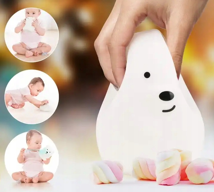 SILIKONOWA LAMPKA NOCNA MIŚ MISIO DLA DZIECI DZIECKA KOLOROWA LED RGB PILOT