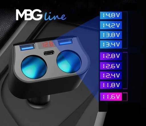 ROZDZIELACZ GNIAZDA ZAPALNICZKI 12-24V 3xUSB QC PD