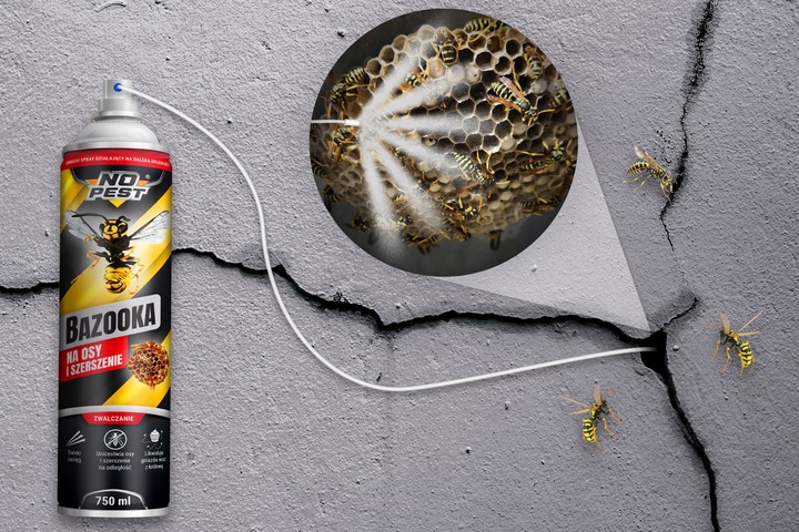 ŚRODEK SPRAY OPRYSK PŁYN PREPARAT NA OSY I SZERSZENIE BAZOOKA 750ML (3