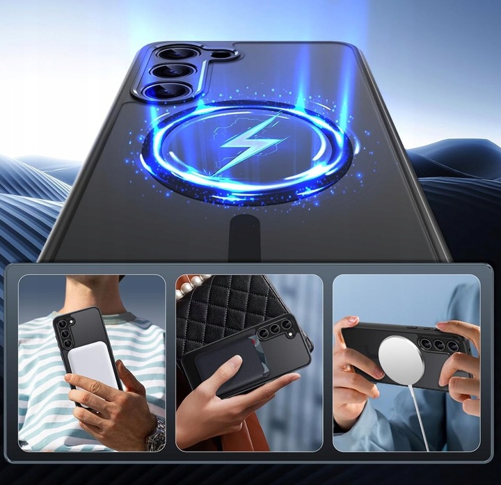 Etui do SAMSUNG S23 5G do MagSafe CZARNY MAT Szkło z czytnikiem linii