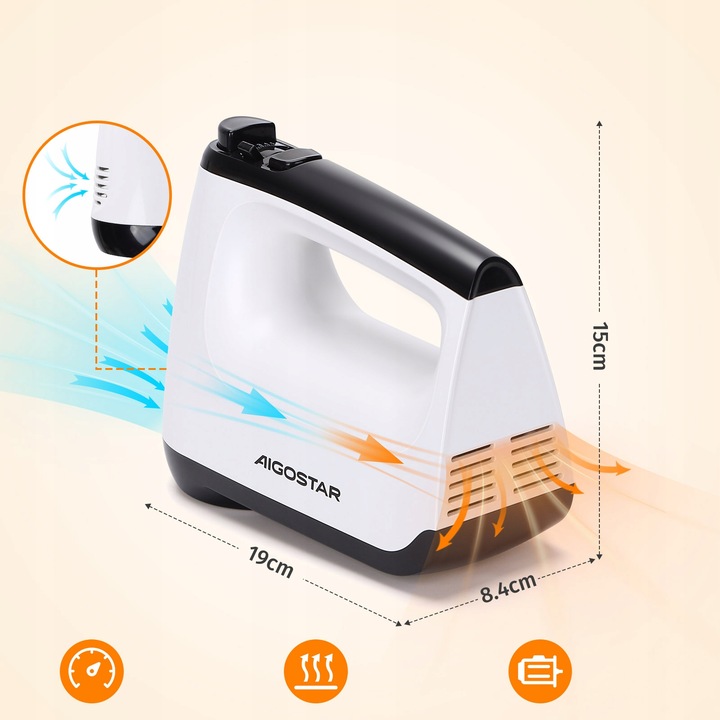 Mikser ręczny elektryczny kuchenny 400W 6 biegów TURBO 5 mieszadła